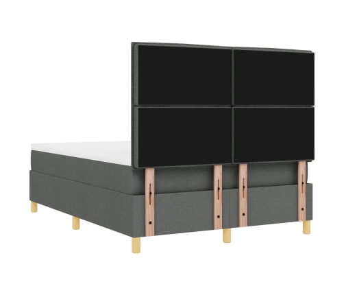 Cama con somier y colchón & LED Gris Oscuro 140x200 cm Tela