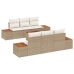 Conjunto de Sofá de Jardín de 7 Piezas con Cojines Beige Poliratán Acacia