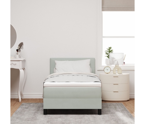 Cama con Somier  con Colchón Gris Claro 100x200 cm Terciopelo