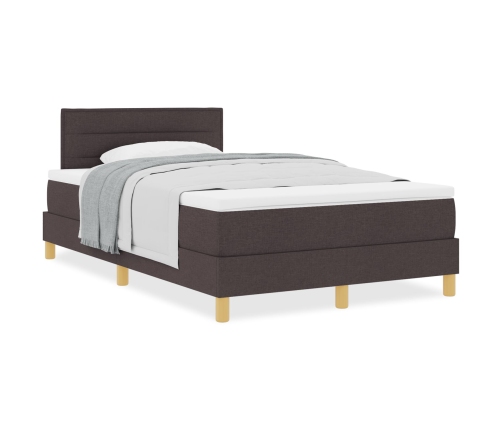 Cama con base de muelles  con colchón marrón oscuro 120x200 cm de tela