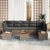 Set de Sofá de Jardín de 8 Piezas con Cojines Gris Poliratán Acacia