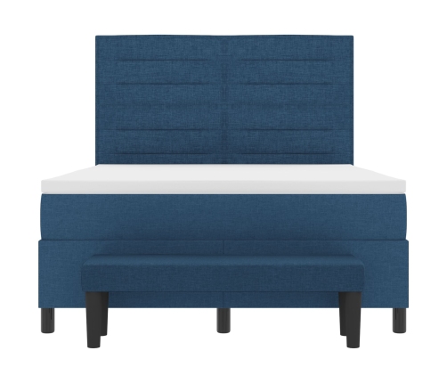 Cama con Sommier  con Colchón & Banco Azul 160x200 cm Tela