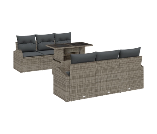 Set de Sofá de Jardín  7 Piezas Marrón, Gris