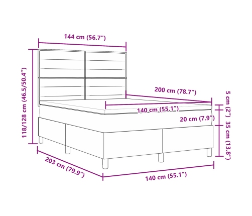 cama con base tapizada gris oscuro con colchón 140x200 cm tela