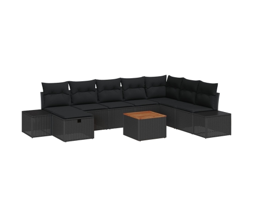 Juego de Sofás de Jardín Set de 9 Negro Ratán