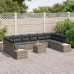 Conjunto de Sofá de Jardín  de 11 Piezas con Cojines Gris Polirratán Acacia
