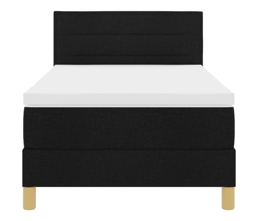 Cama Box Spring  con Colchón Negra 100x200 cm Tela