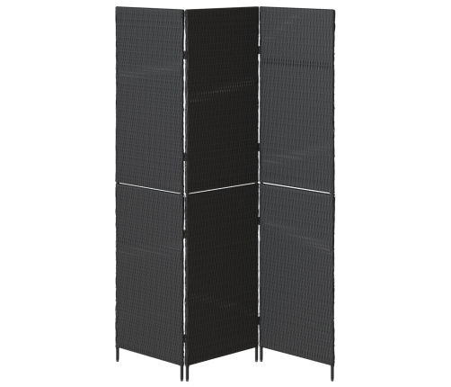 Biombo  de 3 paneles plegable negro 146x180 cm de poliratán