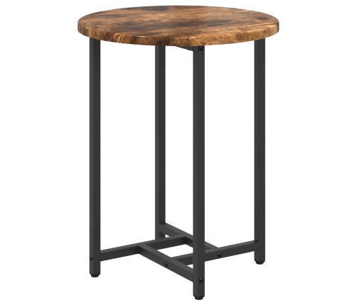 Mesa Lateral  2 pcs Madera de Roble Ahumada, Madera Ingenierizada y Metal