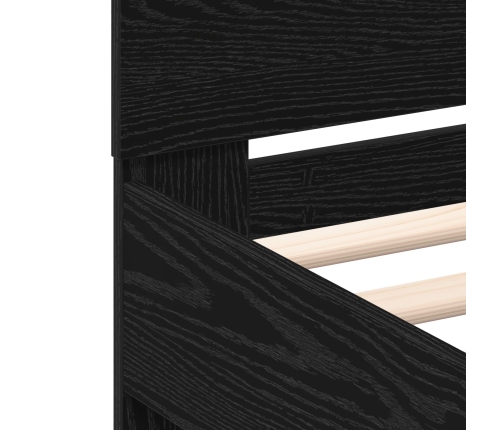 Estructura de Cama  con Luces LED Roble Negro 90x200 cm Madera Ingenierizada