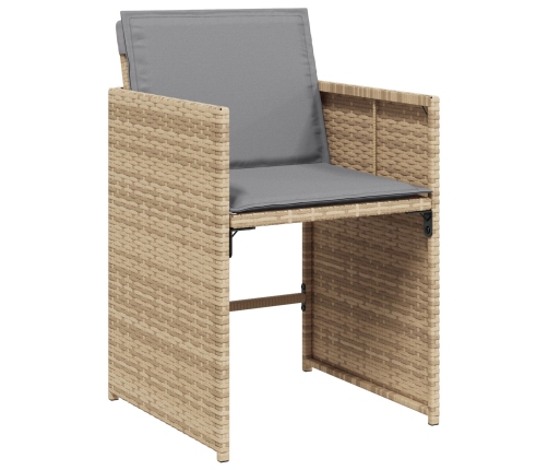 Conjunto de Comedor de Jardín  de 5 Piezas con Cojines Beige Poliratán