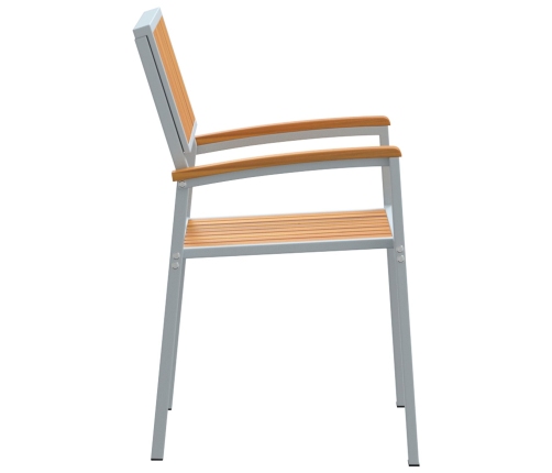 Sillas de Jardín Apilables  8 pcs Acero Gris y Madera Sólida de Acacia