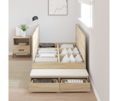 Cama con almacenamiento  Roble Sonoma Madera sólida, Madera compuesta