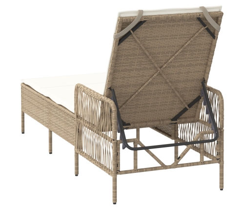 Tumbona Beige y blanco crema Ratán PE 157 x 55 x 92 cm Plegable