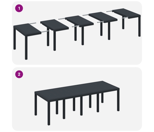 Juego de Comedor de Jardín de 9 Piezas con Cojines Anthracite Poly Rattan