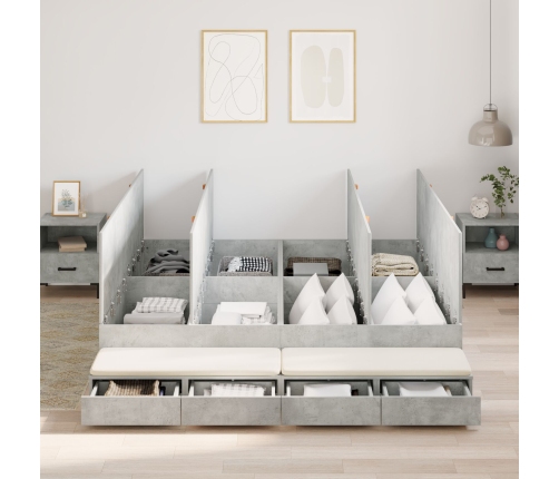 Cama con almacenamiento  Gris 200x200 cm