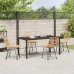 Conjunto de Comedor Jardín de 5 Piezas Marrón Ratán Poliéster