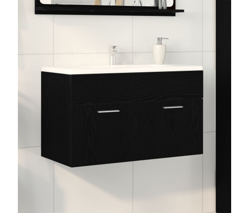 Mueble de baño  Negro Roble 90x38,5x46 cm Madera elaborada