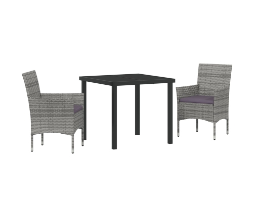 Conjunto de Comedor de Jardín de 3 Piezas Gris Ratán PE
