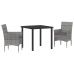 Conjunto de Comedor de Jardín de 3 Piezas Gris Ratán PE