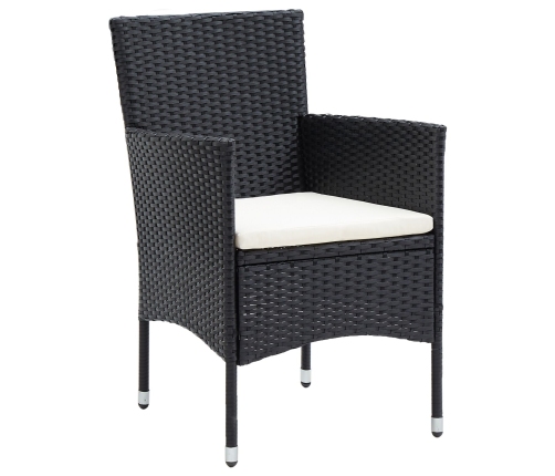Conjunto de Comedor para Jardín de 5 Piezas  Negro Ratán Polimérico