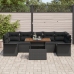 Set de Sofá de Jardín  de 8 Piezas con Cojines Negro Poliratán Acacia
