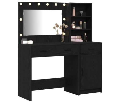 Conjunto de tocador de 2 piezas con LED en madera negra