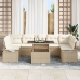 Juego de Sofá de Jardín Set de 8 Beige Rattan Polimérico