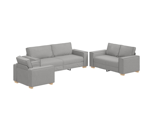 Conjunto de Sofá de 3 Piezas con Cojines de Tela Gris Nube