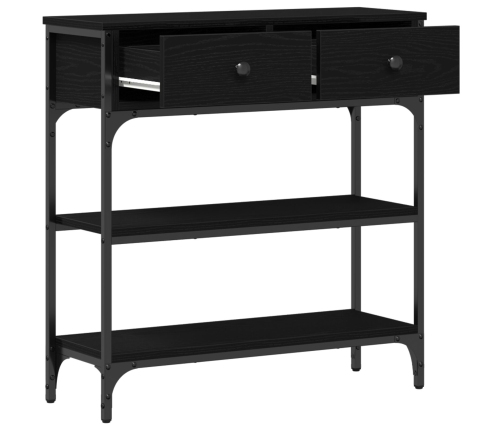 Mesa Consola  Negro Roble 72,5x25x75 cm Madera Elaborada y Acero