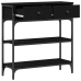 Mesa Consola  Negro Roble 72,5x25x75 cm Madera Elaborada y Acero