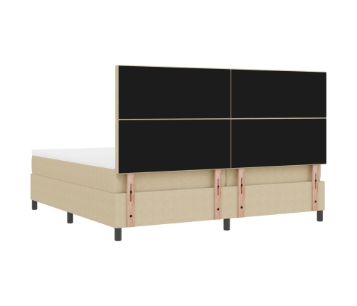 Cama con Somier  con Colchón Beige Claro 200x200 cm Tela de Sarga