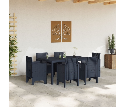 Conjunto de Comedor de Jardín de 7 Piezas con Cojines de Poliratán Grises