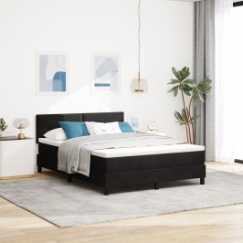 Cama Box Spring  con colchón Negro 160x200 cm Terciopelo
