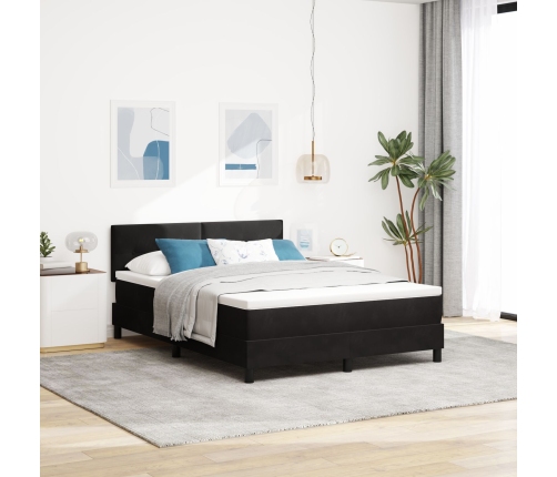 Cama Box Spring  con colchón Negro 160x200 cm Terciopelo