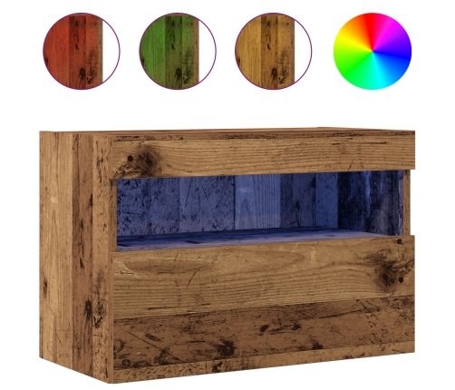 Mueble de TV de pared con luces LED Madera vieja 60x30x40 cm