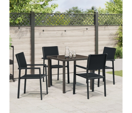 Set de comedor de jardín  de 5 piezas Negro Polyrattan