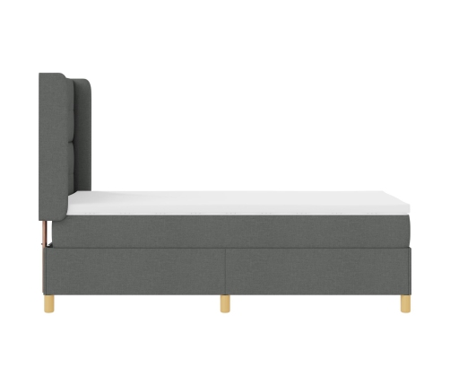 Cama con somier y colchón  Gris Oscuro 100x200 cm Tela