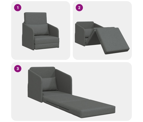 Sofá Cama de Piso  2-en-1 Gris Oscuro 65x80x83 cm Tela