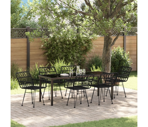 Conjunto de Comedor de Jardín  de 7 Piezas Negro Poliratán