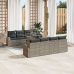 Conjunto de Sofás de Jardín de 9 Piezas con Cojines Gris de Ratán Polimérico