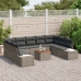 Conjunto de sofá de jardín de 10 piezas con cojines gris polirratán acacia