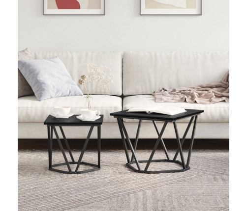 Mesa de Café  Roble negro Marco de metal, superficie de madera