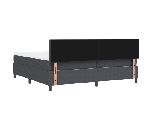 Cama Box Spring  con Colchón Gris Oscuro 200x200 cm Tela de Corduroy