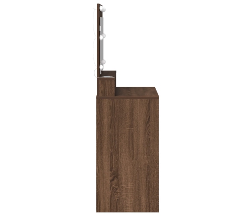 Mesa de Tocador  con Luces LED en Roble Marrón 79x41x135 cm