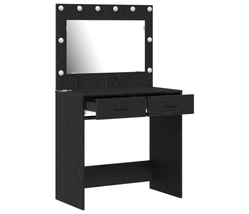 Mesa de tocador  con luces LED en Roble Negro 78,5x41x135 cm