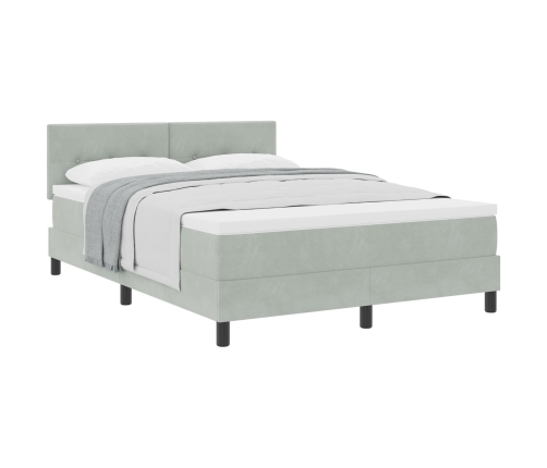 Cama con Box Spring y Colchón  Gris Claro 160x200 cm Terciopelo