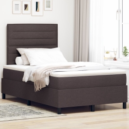 Cama con muelles y colchón Marrón oscuro 120x200 cm Tela