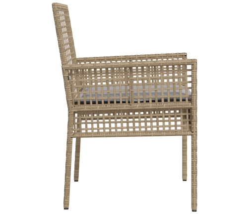 sillas de jardín  2 pcs con cojines beige de ratán sintético