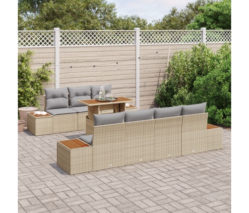 Conjunto de Sofás de Jardín  Juego de 8 Beige Ratán